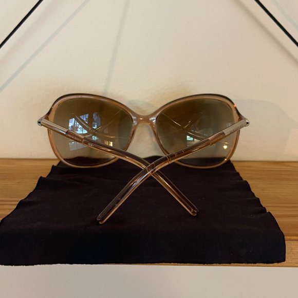 Burberry Tan Acetate Women's Butterfly Sunglasses - Picture 4 of 8